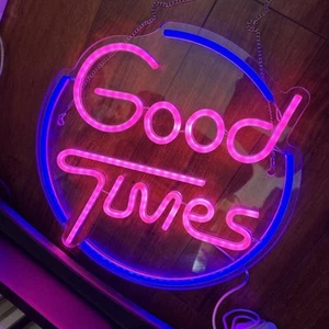 GOOD TIMES Neon Sign LED Light 13.5X13.5 Visual Bar Beer Man Cave Wall Decor USB - Picture 1 of 9