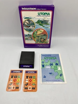 Utopia (Intellivision, 1981) Cart & Box Complete With Overlays - Image 1 of 4