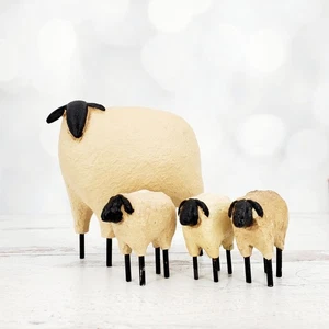 2005 Blossom Bucket Debbie Grogan Primitive Sheep Lot of 4 Resin Figures - Bild 1 von 10