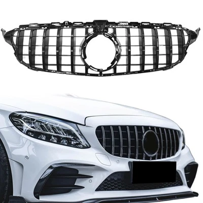 GTR Style Black Grill 2019-2022 for Mercedes Benz W205 C200 C250 C300 C43 Black - Image 1 of 4
