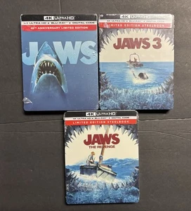 Jaws, Jaws 3, Jaws The Revenge 4k blu ray movie steelbook - Picture 1 of 7