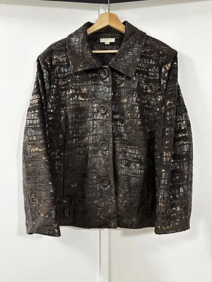 ERIN на Erin London крокодила узор коричневый золотой искусственно состаренный металлический блейзер пальто - Изображение 1 из 4