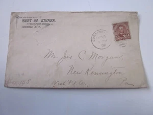 US 1900 COVER CORNING NY CANCEL BERT M. KINNER RETURN ADDRESS STAMP #280A - Picture 1 of 4