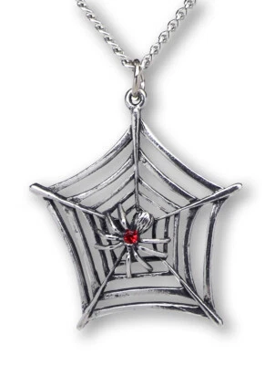 Araña en tela con cristal austriaco rojo antiguo acabado plata collar NK-469 Foto 1 de 4