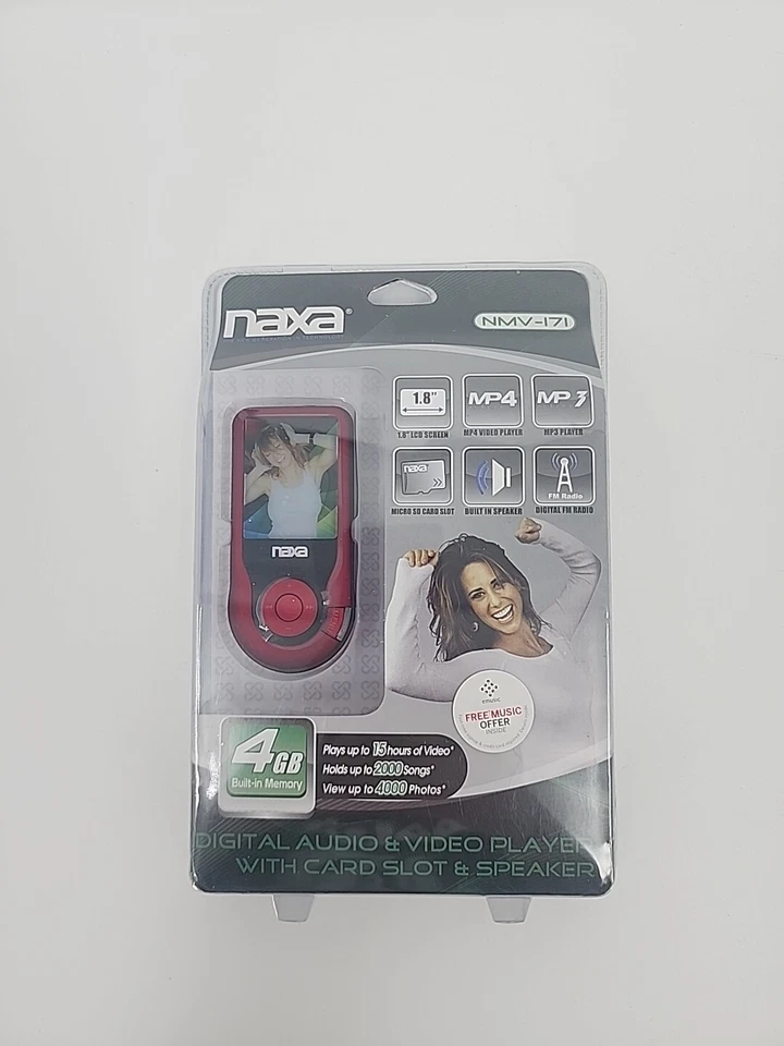 NUEVO NAXA NMV-171 Reproductor multimedia portátil MP3 MP4 con pantalla de 1,8 pulgadas ROJO 4 GB Foto 1 de 4