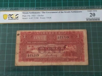 1925 Straits Settlements $1 Banknote PCGS  20 VF - Image 1 of 2