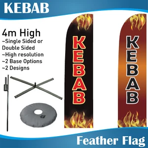 4M Outdoor KEBAB Flag Feather Banner Feather Flag with Base - Picture 1 of 5