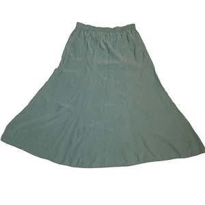 I.B. DIFFUSION light green Silk Maxi long Skirt Womens 8 Comfort Sleek Flowy vtg - Picture 1 of 7