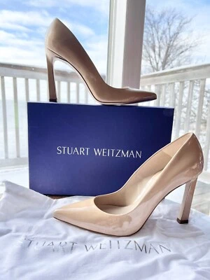 Stuart Weitzman * РЕДКАЯ * Chicster Adobe глянцевая лакированная кожа остроконечный носок насосы 8,5 М - Изображение 1 из 4