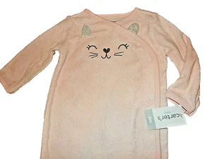 6E1R NWT 6M 3-6M Carter's Pink Terry Cloth Kitty Cat Footed Sleeper Outfit - Picture 1 of 2