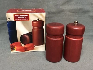 Vintage WINSOME WOOD Salt & Pepper Shakers MCM Mid Century Modern NEW In Box - Picture 1 of 3