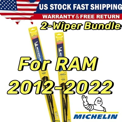 For Michelin Wiper Blades Set for RAM 1500/2500/3500 2012-2022  FRONT Left Right Foto 1 de 4