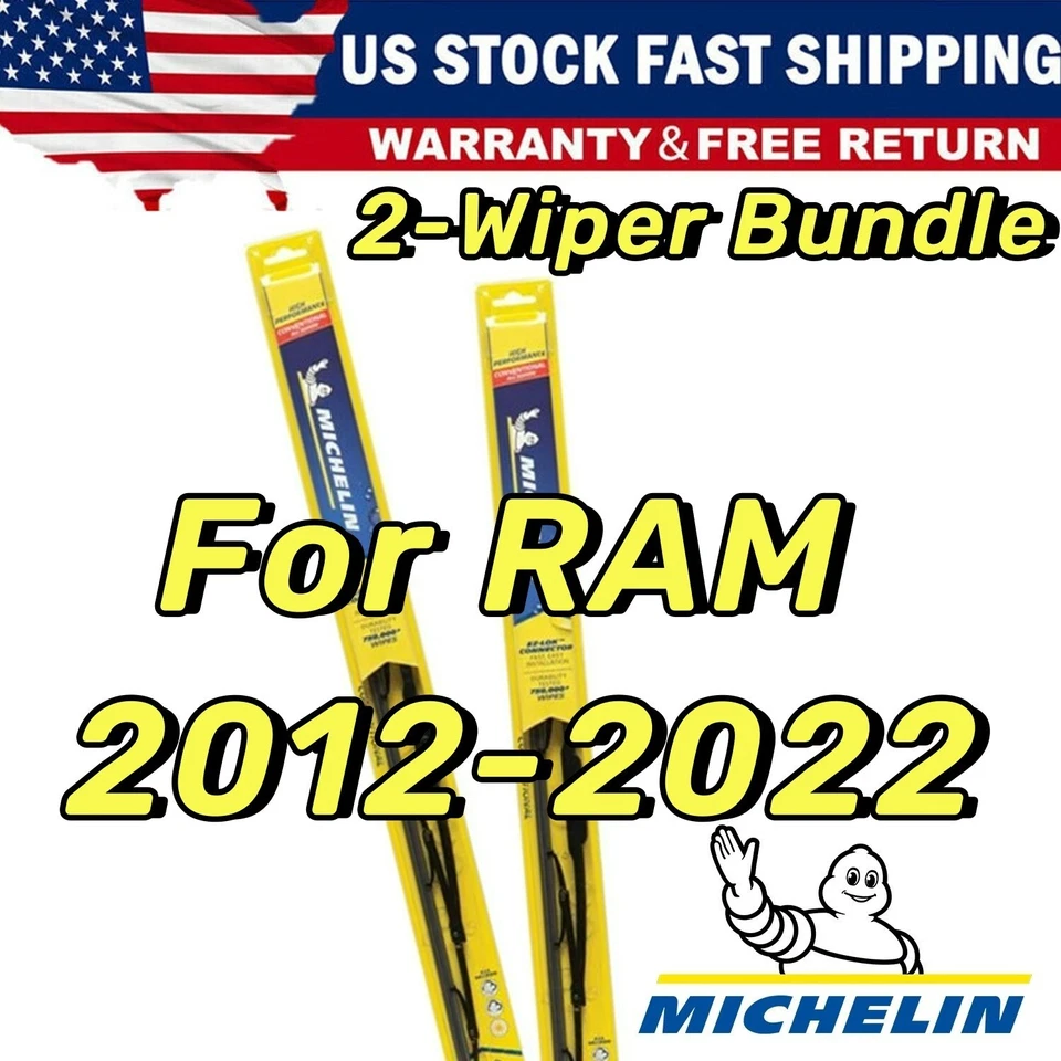 For Michelin Wiper Blades Set for RAM 1500/2500/3500 2012-2022  FRONT Left Right Foto 1 de 4