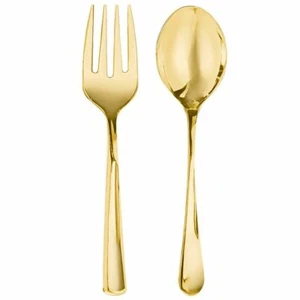 Cucchiai Forchette da Servizio Oro Lucido Qualità Premium 4 Ct - Foto 1 di 1