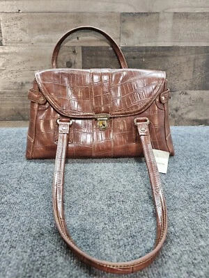 Bolso de Mano Liz Claiborne Marrón Estampado de Cuero Falso Nuevo con Etiquetas 15"x8" Bolso de Mano Foto 1 de 4