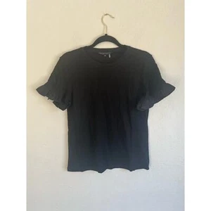 Anthropologie English Factory Woman Black Short Flare Sleeve Top, Size XS - Picture 1 of 7