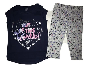 Gymboree Girl Size XS 4 Navy Print Top Gray Print Capri Leggings Cosmic Club New - Picture 1 of 5