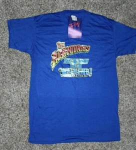 T-shirt vintage top mezza Tropix Devknit L anni 80 NOS grafica T punto singolo - Foto 1 di 7