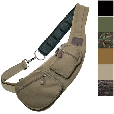 Bandolera Bolso Bandolera de Lona EDC Compacto Sobre el Hombro Pecho Frontal Paquete Mochila Foto 1 de 4