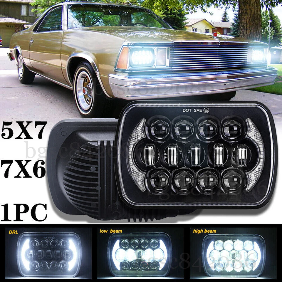Faro LED DRL 120W 7x6" 5x7 para Chevy El Camino 1978-1981 para camión Malibu Foto 1 de 4