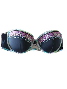 Victoria Secret Strapless Swimsuit Top Bandeau Flirt Mix Colors Sz 34C Sequins - Picture 1 of 9