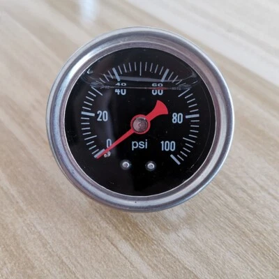 Universal Fuel Pressure Gauge Liquid 0-100psi Oil Pressure Gauge 1/8" NPT Black - Image 1 of 4
