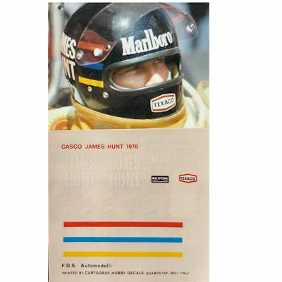 Decals 1.12 1/12 casco James Hunt 1977 F1 driver car auto FDS Automodelli  - Immagine 1 di 2