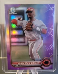 2022 Bowman Draft Chrome #BDC-91 Leonardo Balcazar Purple Refractor #’d /250 - Bild 1 von 2