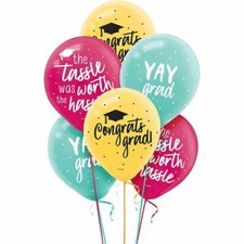 Graduation Yay Grad! Latex Balloons (12) ~ Graduation Party Supplies Helium