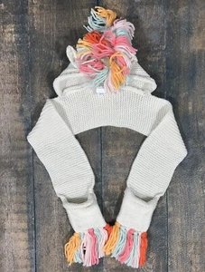 Cat & Jack Girls 8-16 Unicorn Hooded Scarf With Pockets, NWT! Rainbow Hair! Horn - Picture 1 of 10