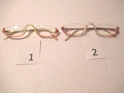 LOTE/2 Marco de Lector Medio Vintage con Lentes Recetadas - Rosa Pálido - Sin Monturas Superiores Foto 1 de 4