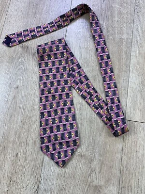 Cocktail Collection Pink Geometric Silk Tie Designer Made In USA - Image 1 of 4