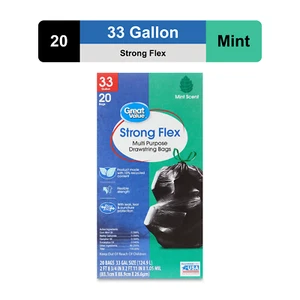 33-Gallon Drawstring Strong Flex Tall Kitchen Trash Bags, Mint Scent, 20 Bags - Picture 1 of 8