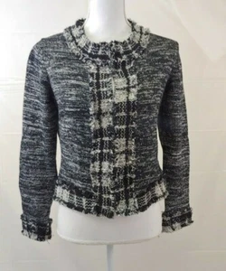 Susan Bristol Womens Sweater Small Gray Black Metallic Thread Cotton Cropped - Picture 1 of 4