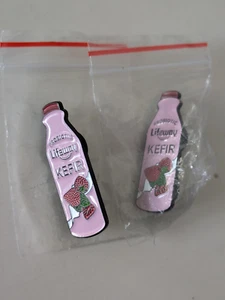 NEW Lot of 2 Lifeway Kefir Enameled Lapel Pins - Picture 1 of 3