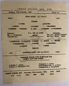 Leeds v Rotherham 1962 League Cup 4th Round Replay Rarest Postwar Home COPY - Bild 1 von 2