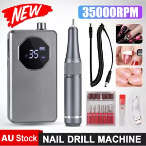 Portable Rechargeable Electric Cordless Nail Art Drill File Manicure Machine Kit - Picture 1 of 17