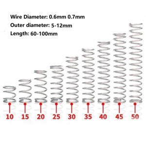Wire Dia. 0.6 0.7mm OD 5-12mm L: 60-100mm Small Spring Compression Spring Steel - Picture 1 of 6