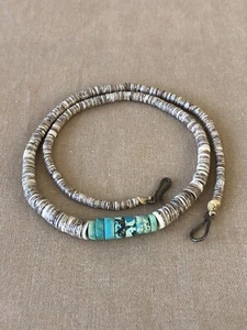 OLDER Santo Domingo Pueblo Turquoise And Shell Heishi Graduated Necklace 20” - Picture 1 of 12