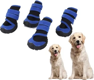 Dog Shoes,4 pcs Waterproof Dog Booties as Dog Paw Protector, (Blue-Black, Size1) - Picture 1 of 8