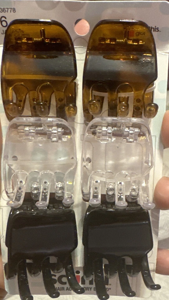 Paquete de 3 pinzas para mandíbulas para el cabello Scunci, colores surtidos, 6 piezas Foto 1 de 1