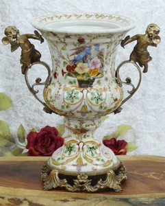 Porzellan Vase Engel Bronze Tischvase Jugendstil Amphore Engel Antik Barock Neu - Bild 1 von 6