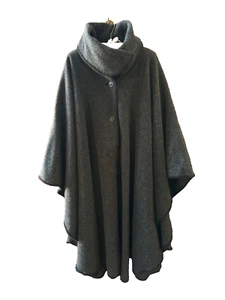 VTG CASCO BAY Cape Poncho Woman's Grey One Size 100% Heavy Wool Oversized USA - Picture 1 of 10