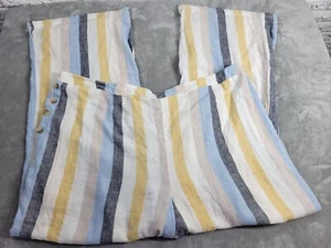 Cato Womens Pants 26W 28W Palazzo Pull On Gold Stripe Lightweight Linen Rayon - Picture 1 of 9