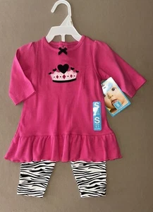 Baby Girls 0-3 Months One Piece Shirt & Pants Outfit By Bon Bebe, New With Tags! - Picture 1 of 10