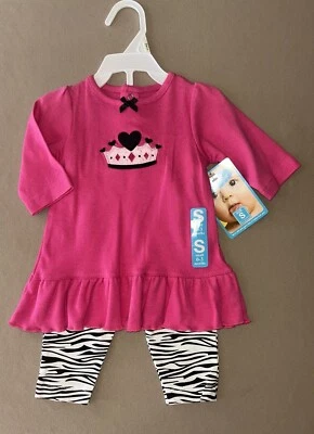 Baby Girls 0-3 Months One Piece Shirt & Pants Outfit By Bon Bebe, New With Tags! - Image 1 of 4