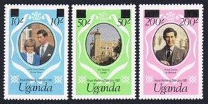 Uganda 314a-316a,317a, MNH. Mi 298-300, Bl.27. Prince Charles ,Lady Diana, 1981. - Picture 1 of 2