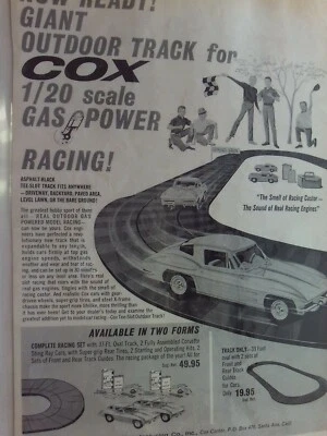 1964 COX 1/20 GAS POWER RACING  PRINTED Ad LAMINATED FREE SHIPPING - Imagem 1 de 2