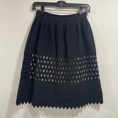 Falda FENDI Negra Mezcla Viscosa Geométrica Diamante Corte Láser Hasta la Rodilla Talla 38 Foto 1 de 4