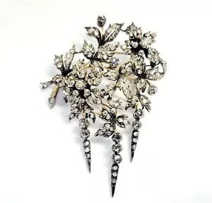 Antike alte Vintage Diamant 18K Gold & Silber Pin Broschen viktorianischer Schmuck - Bild 1 von 1